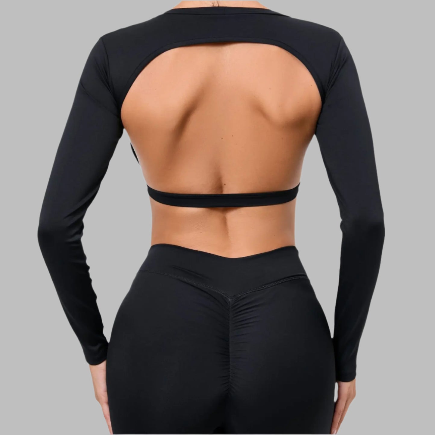 Women's Backless Long Sleeve Yoga Crop Top