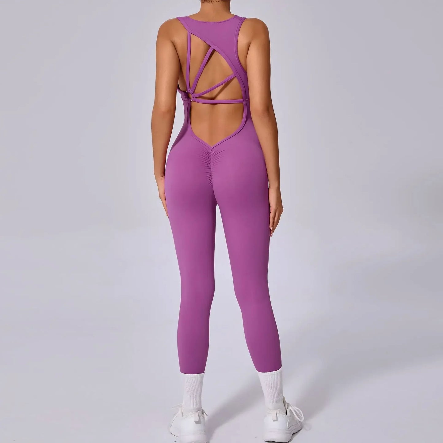 Women's Peach Hip-Raise Backless Fitness Bodysuit