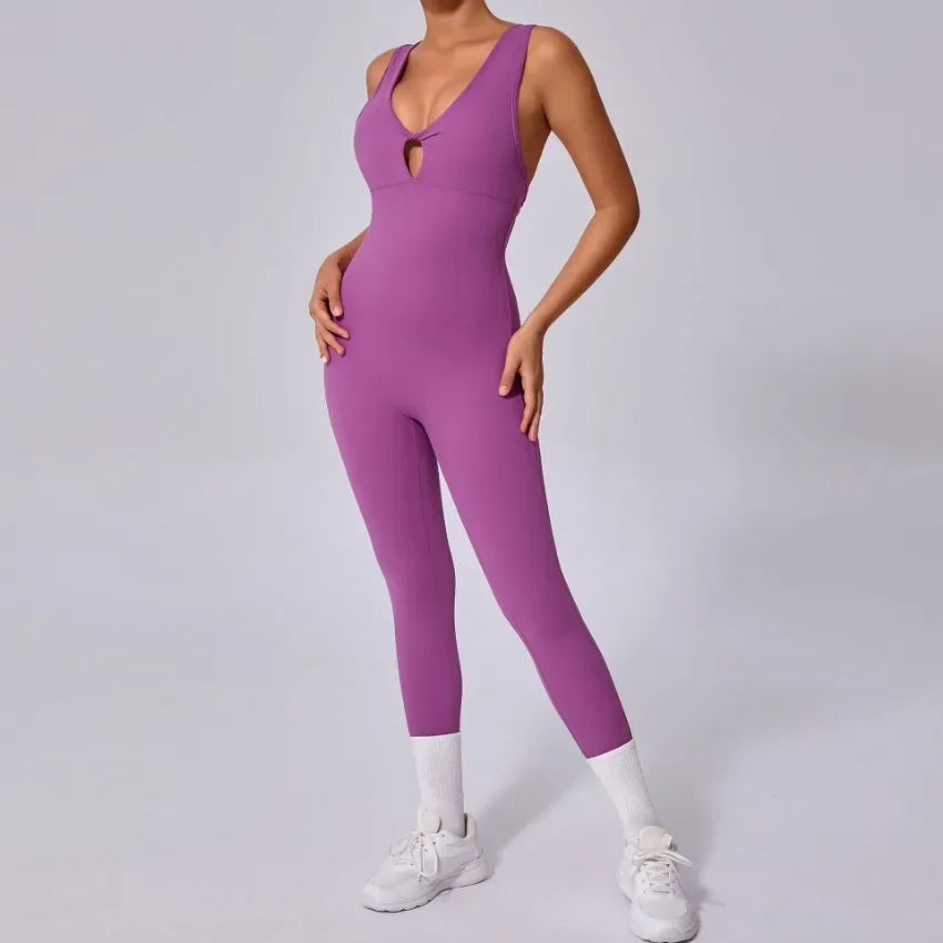 Women's Peach Hip-Raise Backless Fitness Bodysuit