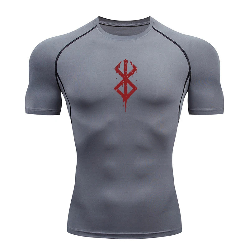 Men's Print Compression Short Sleeve Workout Shirt