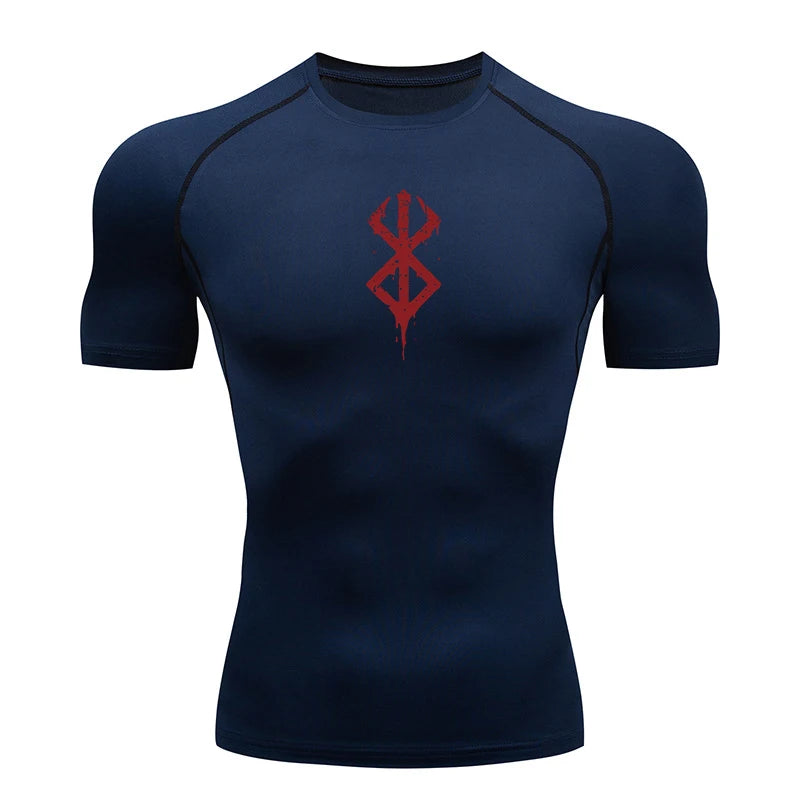 Men's Print Compression Short Sleeve Workout Shirt