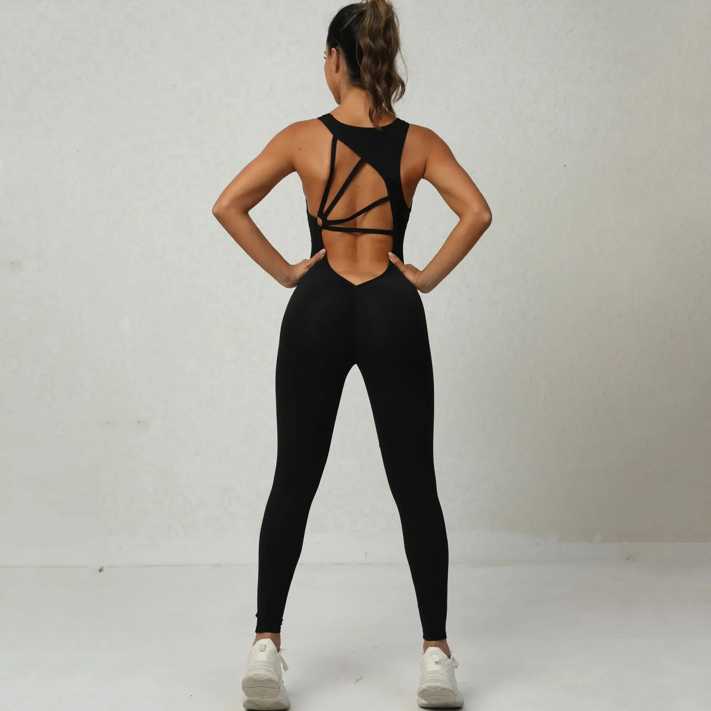 Women's Peach Hip-Raise Backless Fitness Bodysuit