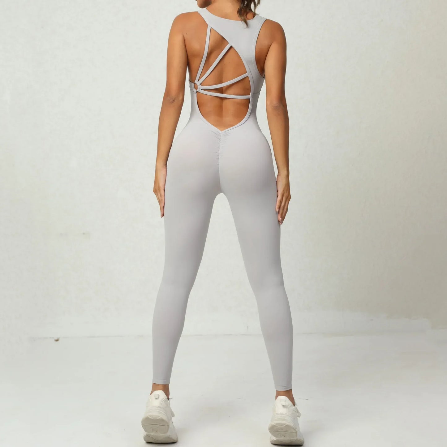 Women's Peach Hip-Raise Backless Fitness Bodysuit