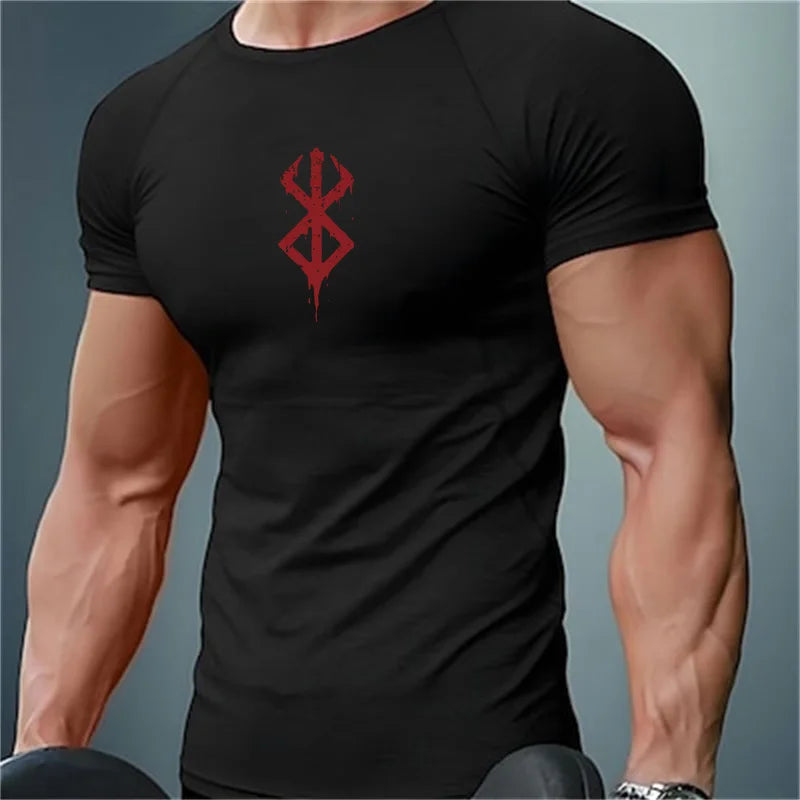 Men's Print Compression Short Sleeve Workout Shirt