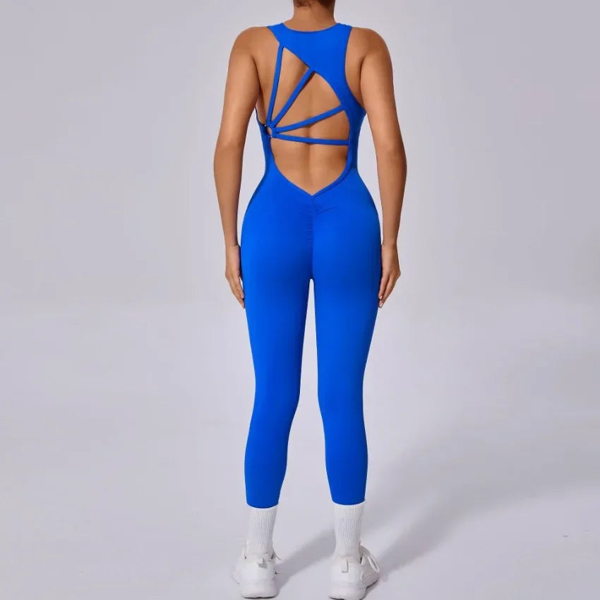 Women's Peach Hip-Raise Backless Fitness Bodysuit