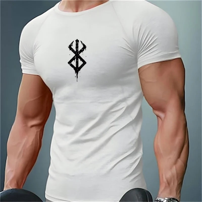 Men's Print Compression Short Sleeve Workout Shirt