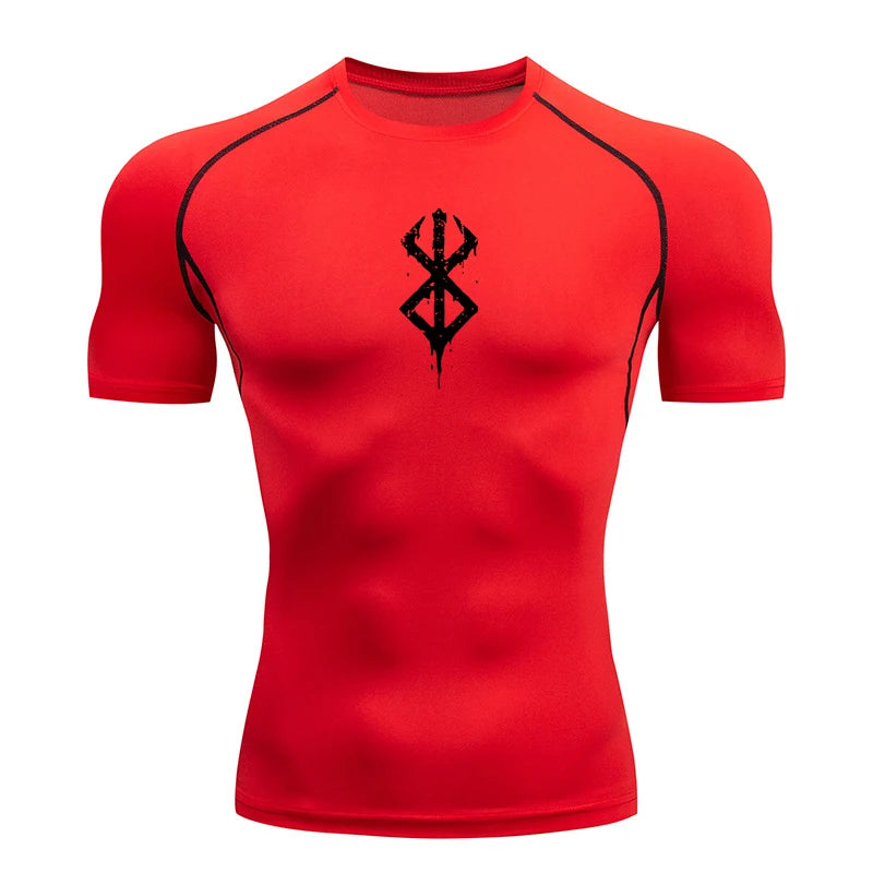 Men's Print Compression Short Sleeve Workout Shirt