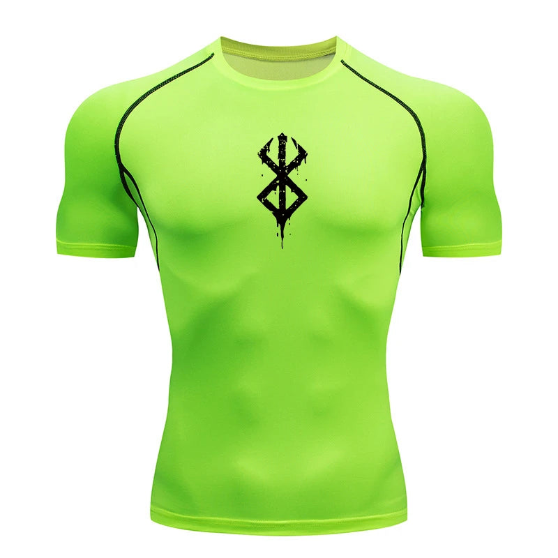 Men's Print Compression Short Sleeve Workout Shirt