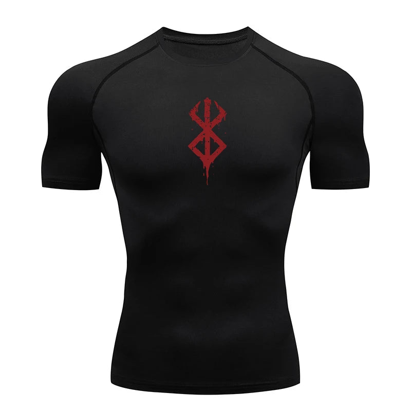 Men's Print Compression Short Sleeve Workout Shirt