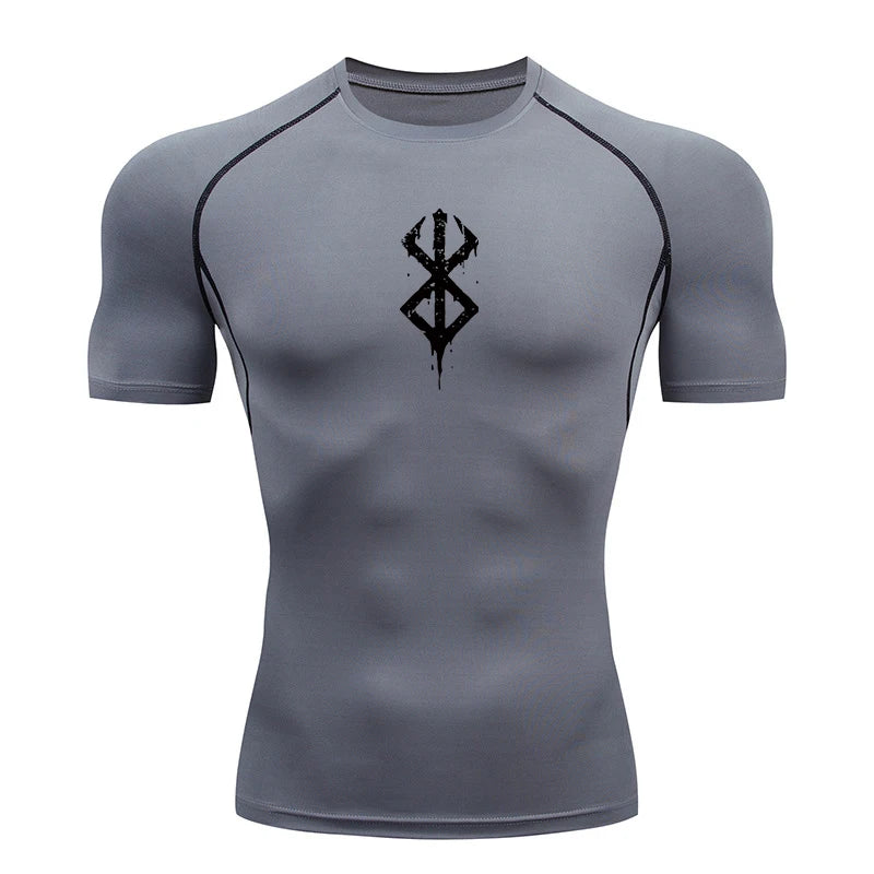 Men's Print Compression Short Sleeve Workout Shirt