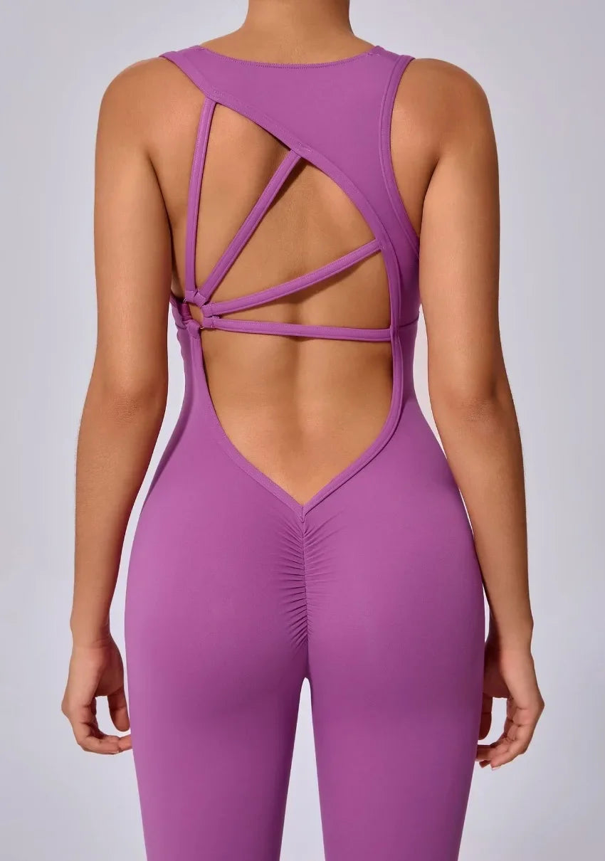 Women's Peach Hip-Raise Backless Fitness Bodysuit