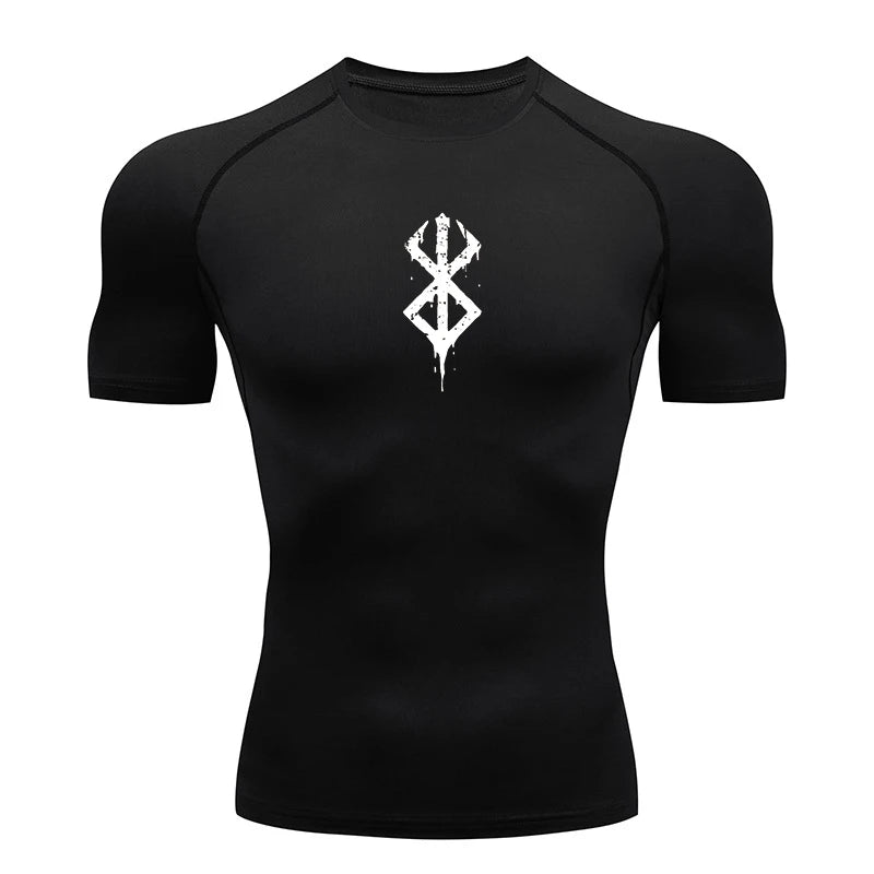 Men's Print Compression Short Sleeve Workout Shirt