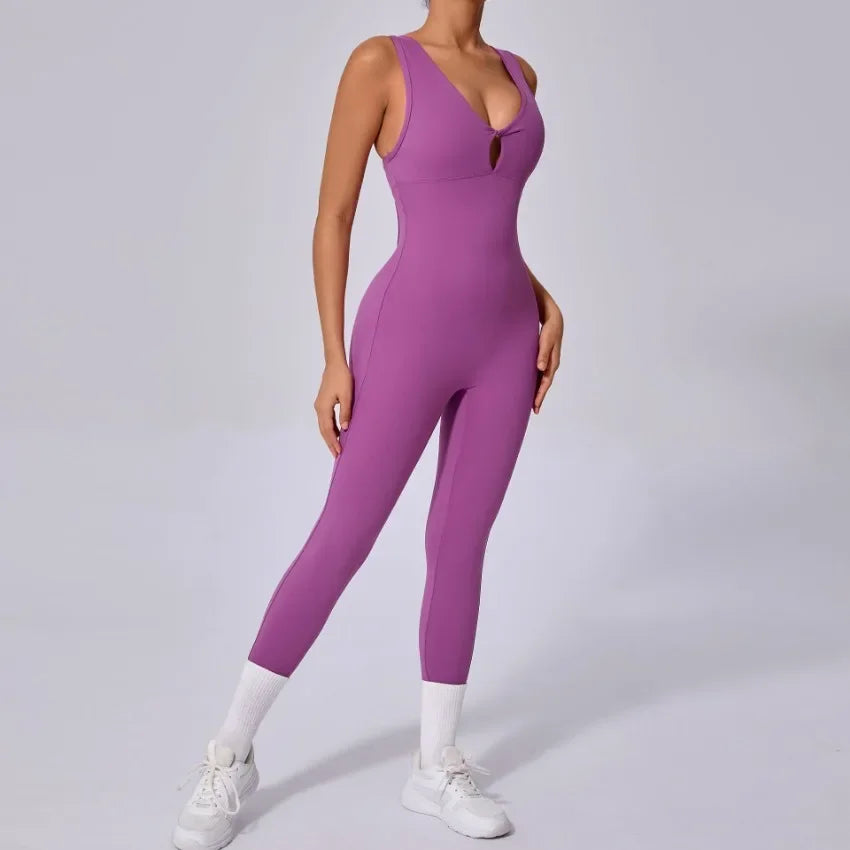 Women's Peach Hip-Raise Backless Fitness Bodysuit