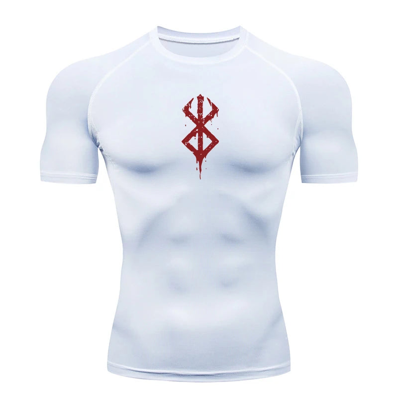 Men's Print Compression Short Sleeve Workout Shirt