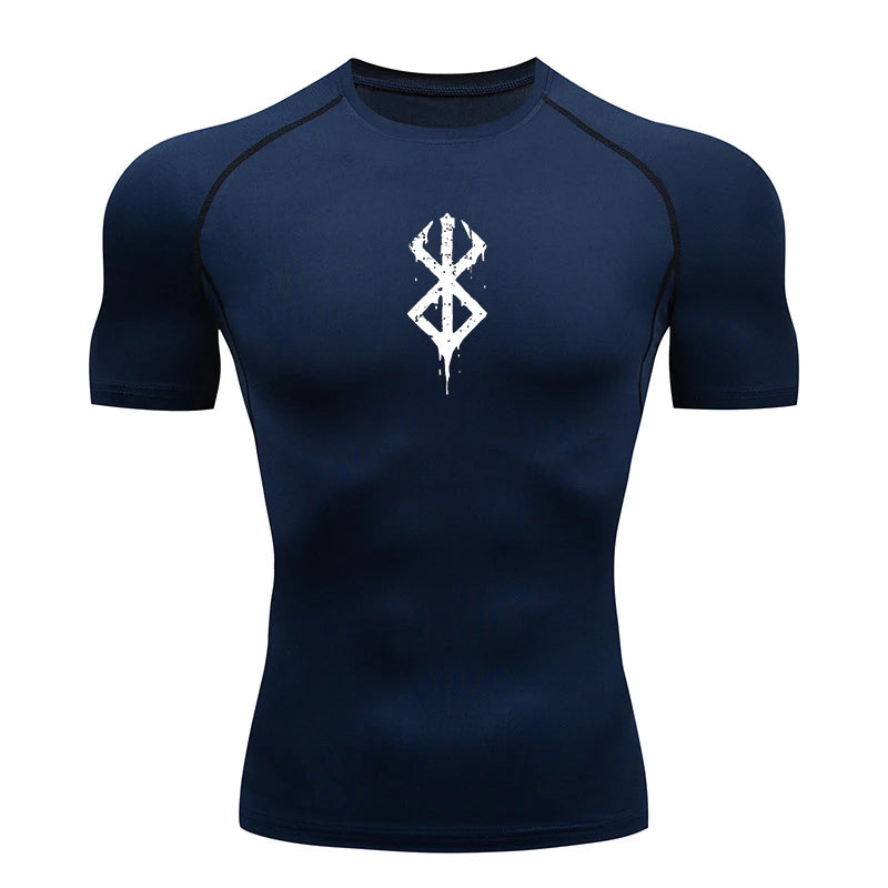 Men's Print Compression Short Sleeve Workout Shirt