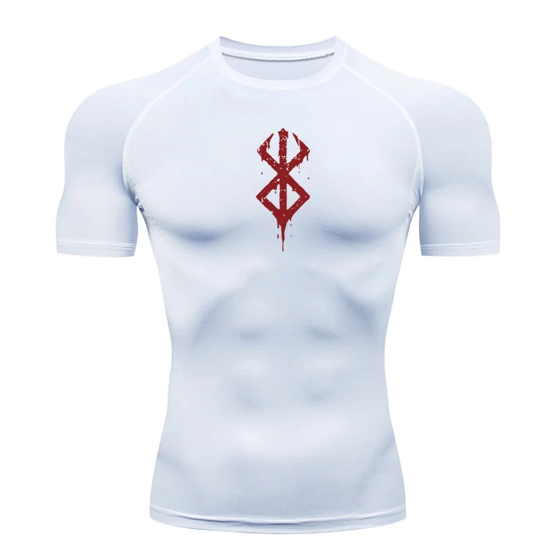 Men's Print Compression Short Sleeve Workout Shirt