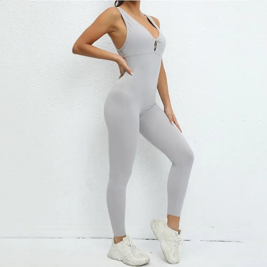 Women's Peach Hip-Raise Backless Fitness Bodysuit